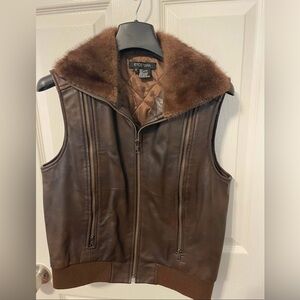 Etcetera Brown Leather Vest